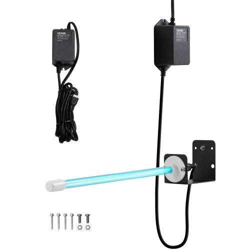 VEVOR Purificador de Aire HVAC, 18 W, Limpiador de Serpentín con Luz Ultravioleta UVC con Imán en Conducto para Conducto de Aire Acondicionado, con 1 Bombilla de Repuesto, 80 x 56 x 435 mm, Negro