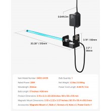 VEVOR Purificador de Aire HVAC 25 W Luz Ultravioleta con Imán 80 x 56 x 515 mm