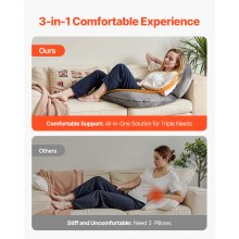 VEVOR Almohada de Lectura Grande en Forma de U de 1143 x 889 x 178 mm, Gris