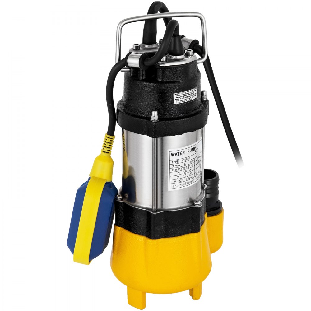 250w Bomba De Aguas Sucias Sumergible 8000l/h Interruptor Flotante Sewage Pump