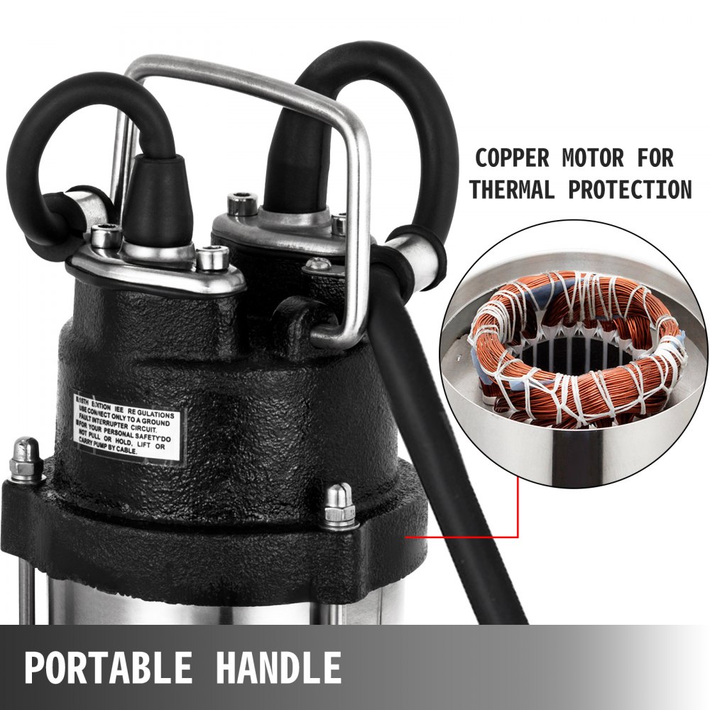 250w Bomba De Aguas Sucias Sumergible 8000l/h Interruptor Flotante Sewage Pump