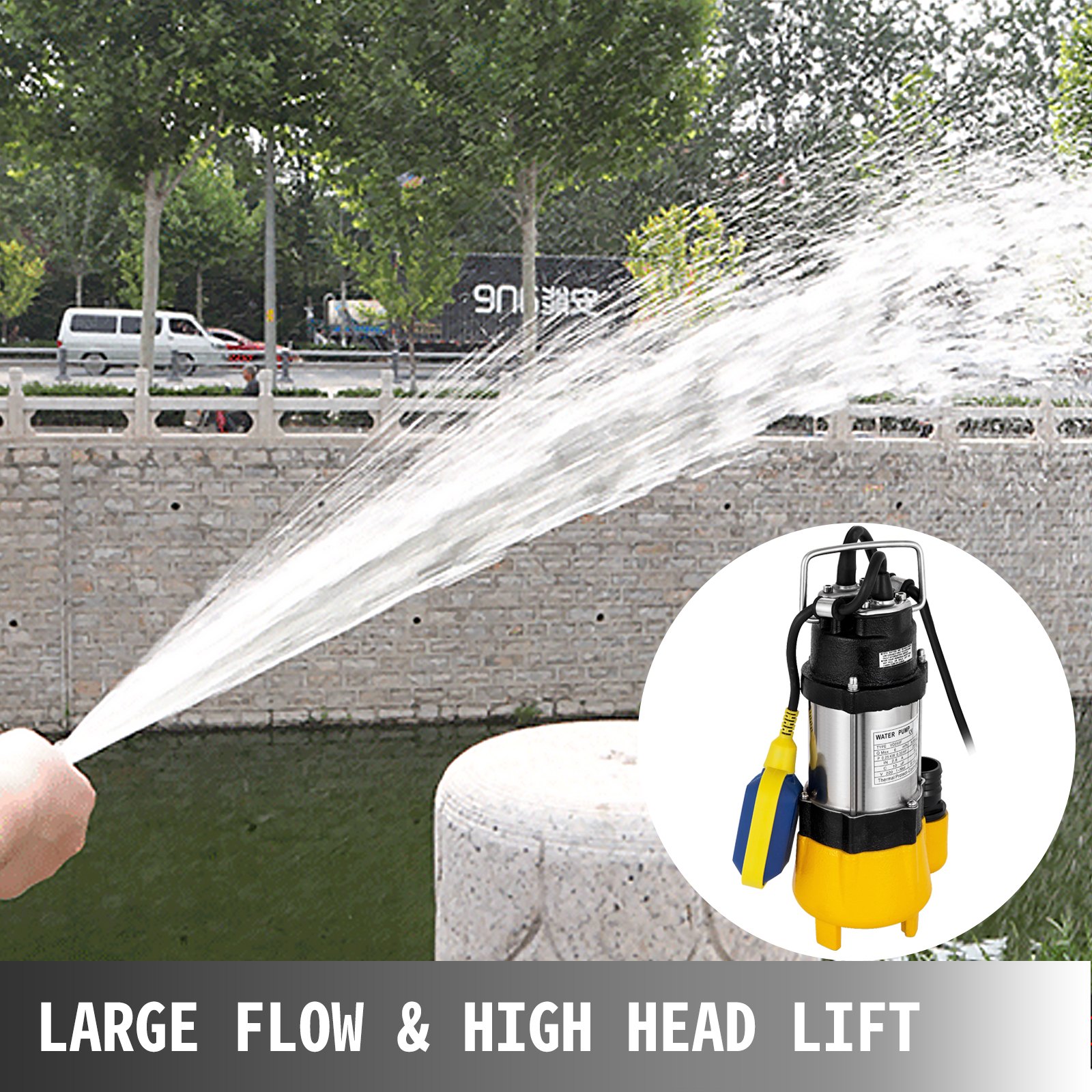 250w Bomba De Aguas Sucias Sumergible 8000l/h Interruptor Flotante Sewage Pump