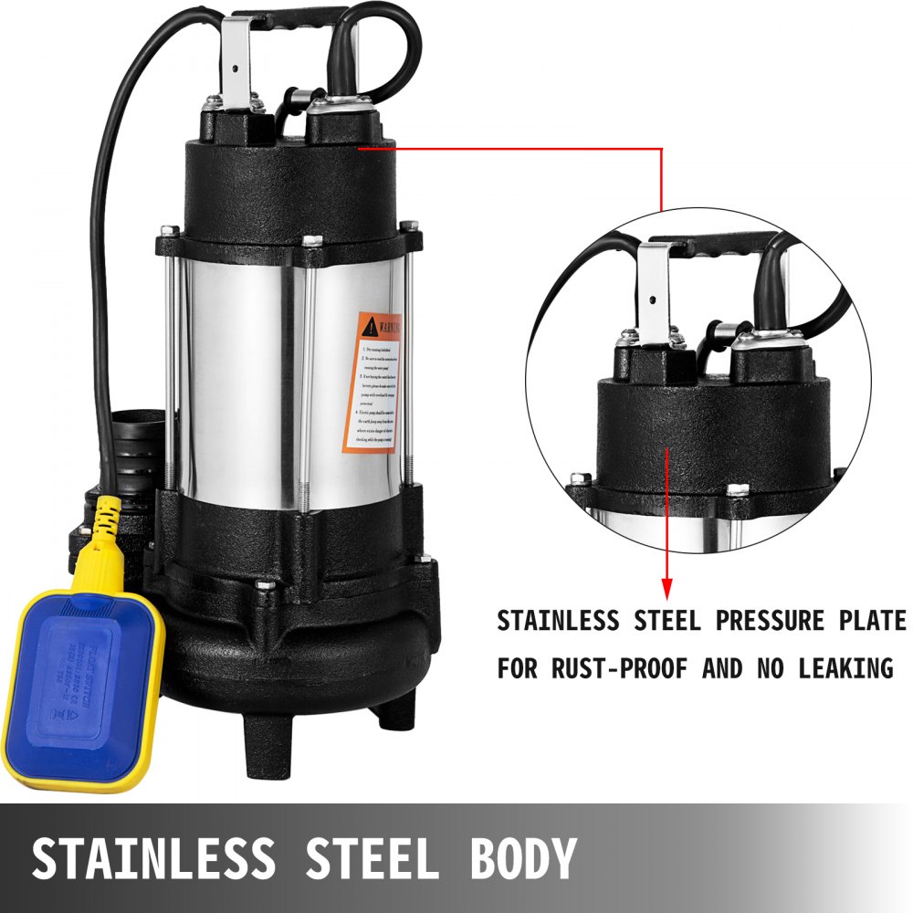 Bomba De Aguas Residuales 220v 1hp Bomba Sumergible Sucias Acero Inoxidable
