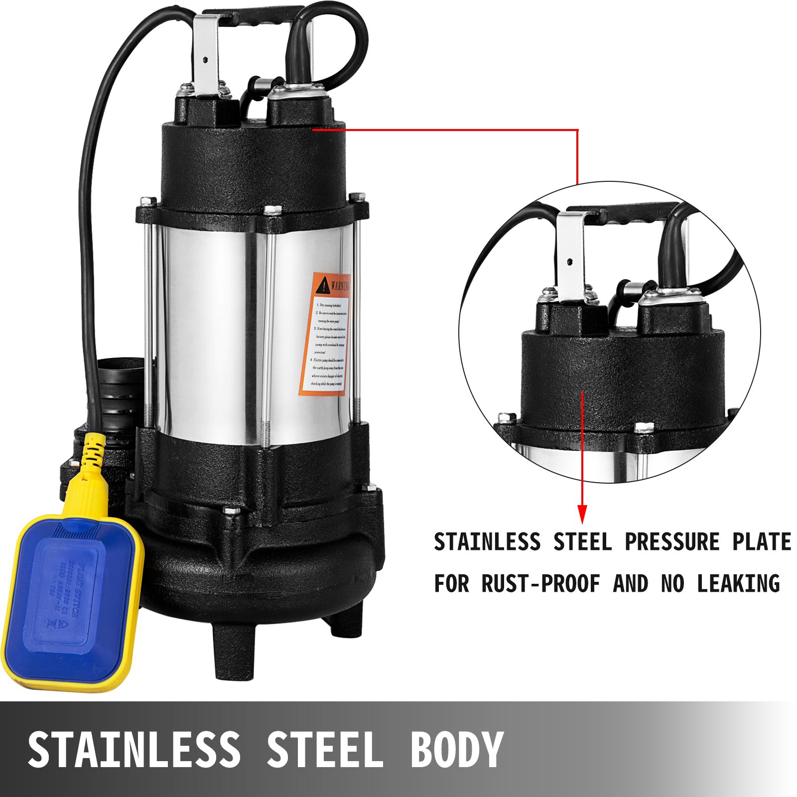 Bomba De Aguas Residuales 220v 1hp Bomba Sumergible Sucias Acero Inoxidable