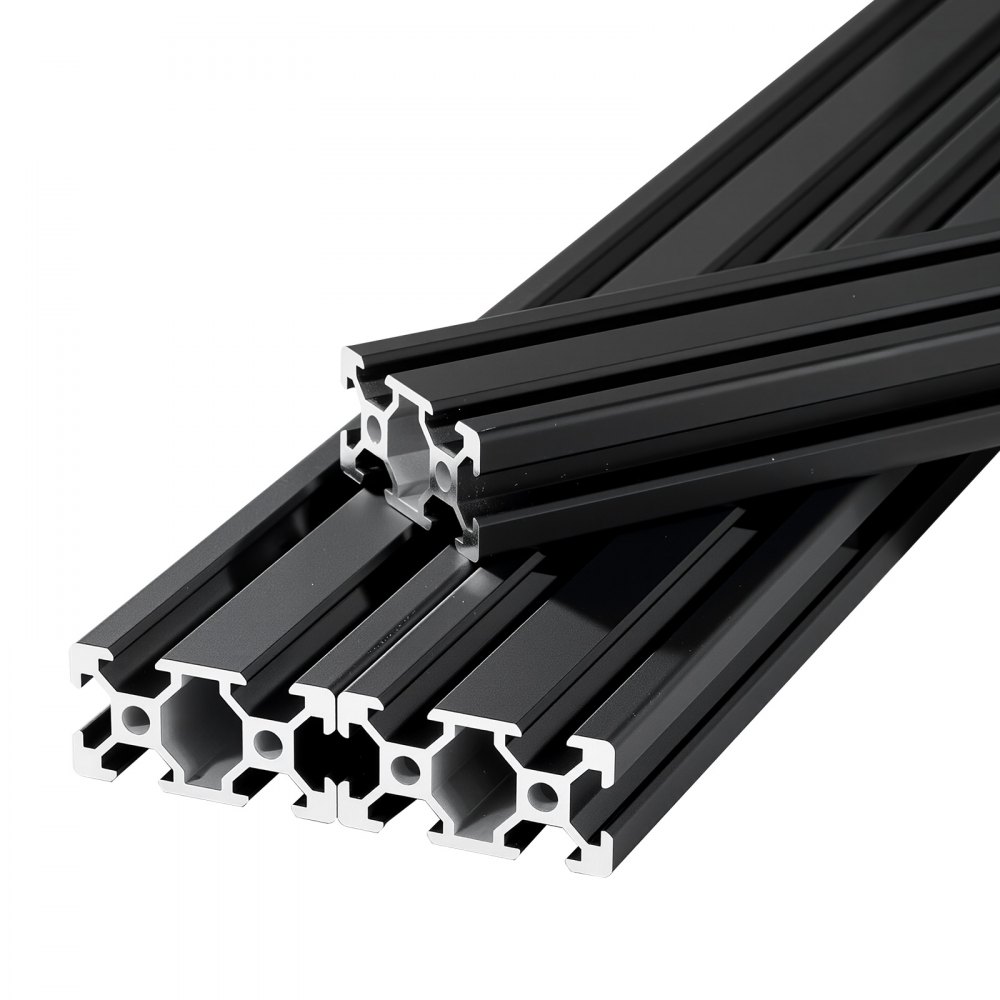 VEVOR Perfil de Extrusión de Aluminio 2040 Ranura en V Estándar Europeo, Carril Lineal de Extrusión 2000 mm, Perfil de Aluminio para Marcos de Impresoras 3D, Bancos de Trabajo CNC, 5 Piezas, Negro