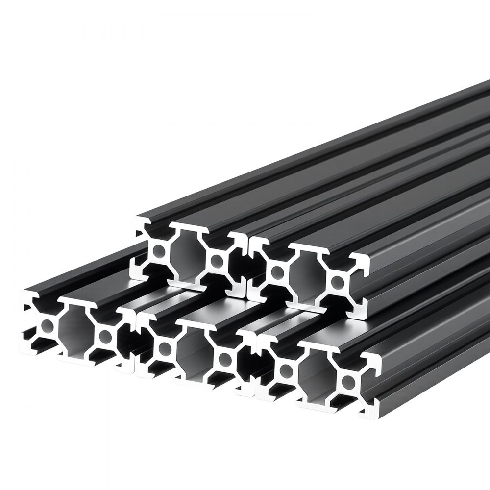 VEVOR Perfil de Extrusión de Aluminio 2040 Ranura en V Estándar Europeo, Carril Lineal de Extrusión 2000 mm, Perfil de Aluminio para Marcos de Impresoras 3D, Bancos de Trabajo CNC, 5 Piezas, Negro