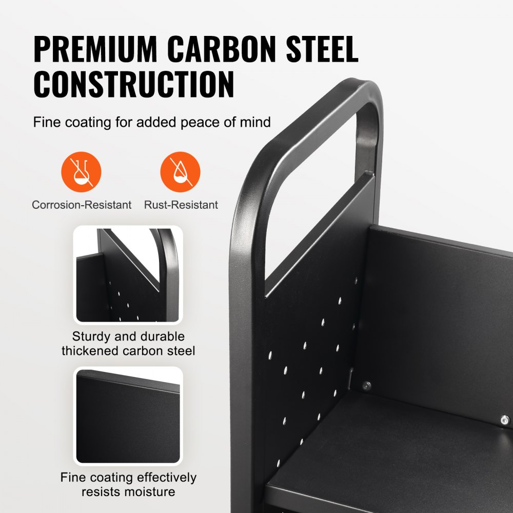VEVOR Carro para Libros, Carro para Biblioteca con Estante Inclinado en Forma de V de Un Lado, 150 kg, 790x385x1250 mm, Ruedas Bloqueables, Almacenamiento de Libros y Almacenamiento para Hogar, Negro