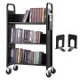 VEVOR Carro para Libros, Carro para Biblioteca con Estante Inclinado en Forma de V de Un Lado, 150 kg, 790x385x1250 mm, Ruedas Bloqueables, Almacenamiento de Libros y Almacenamiento para Hogar, Negro