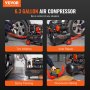 VEVOR Compresor de Aire Silencioso de 24 L Compresor de Aire sin Aceite 1450 W Presión Máxima de 3,5 Mpa Motor sin Aceite 70 dB para Reparación de Automóviles Inflado de Neumáticos Pintura a Pistola