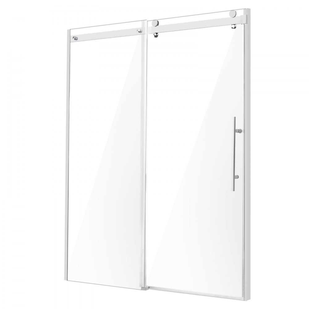 VEVOR Puerta de Ducha sin Marco 1474-1499 x 1905 mm Puerta Corrediza de Vidrio para Ducha con Vidrio Templado SGCC Transparente 8 mm Resistente al Agua con Herrajes de Acero Inoxidable, Cromado