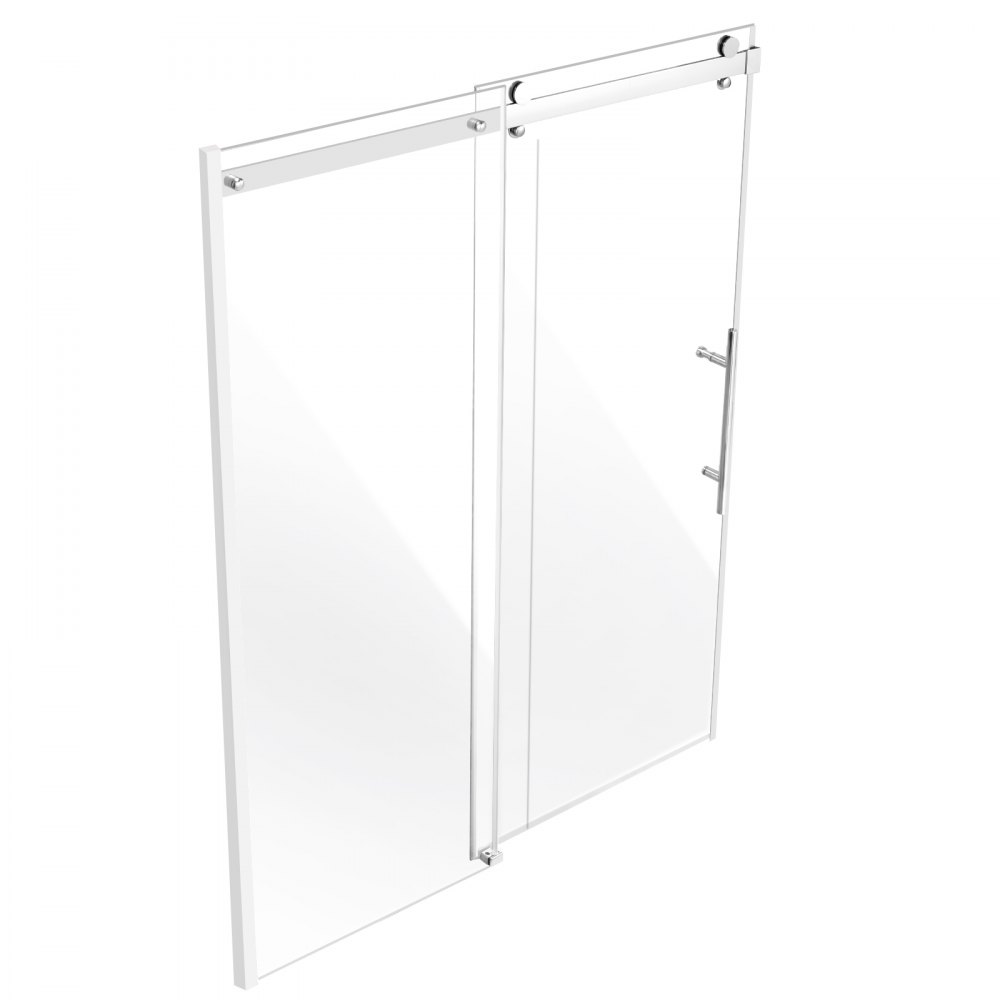 VEVOR Puerta de Ducha sin Marco 1474-1499 x 1905 mm Puerta Corrediza de Vidrio para Ducha con Vidrio Templado SGCC Transparente 8 mm Resistente al Agua con Herrajes de Acero Inoxidable, Cromado