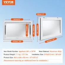 VEVOR Toldo para Puesto de Comida con Ventana para Camiones 943 x 638 x 80 mm