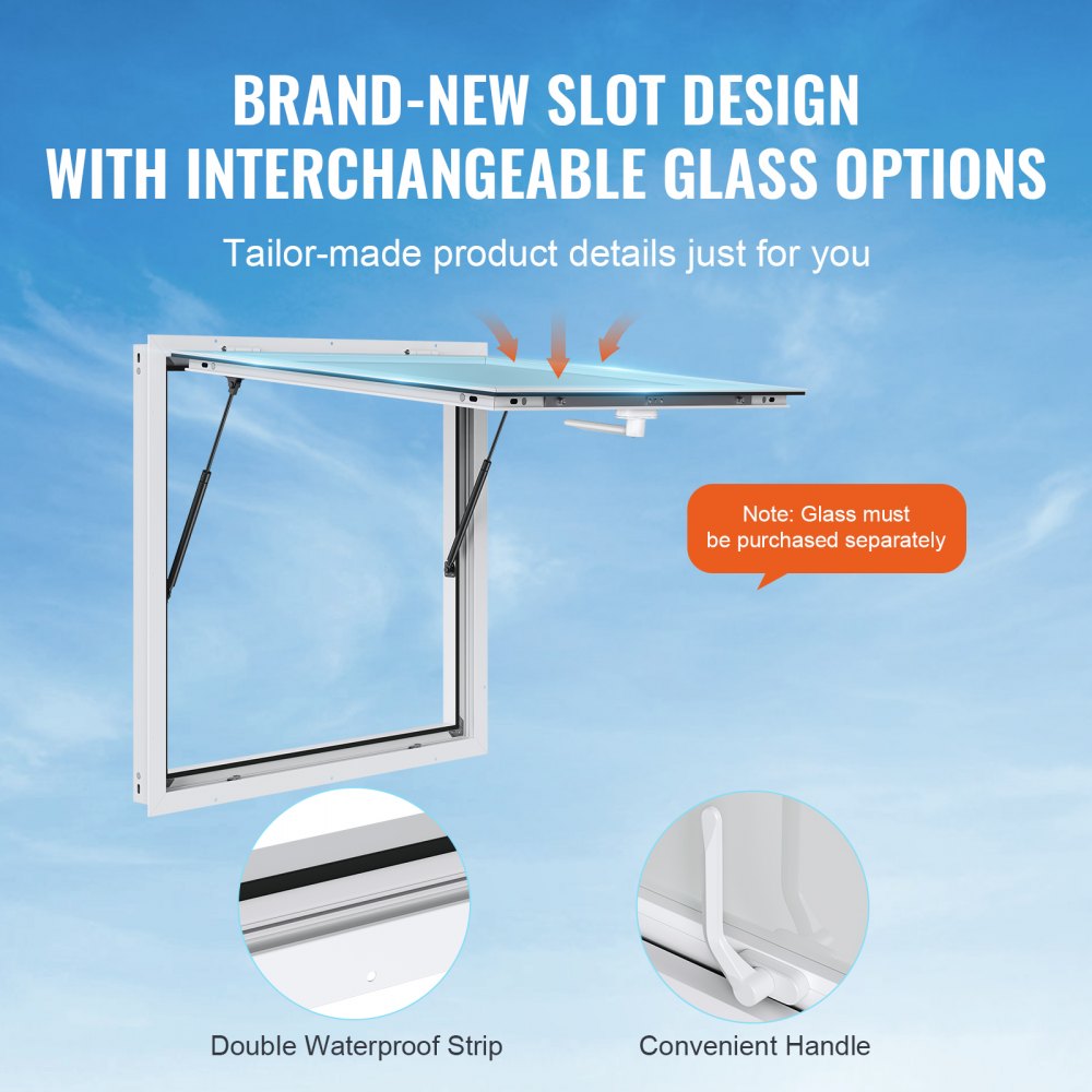 VEVOR Food Truck Window 915 x 915 mm Aluminum Alloy Service Window for Food Trucks, Swivels up to 85° Serving Window with Awning Door and Pull Hook, for Food Trucks