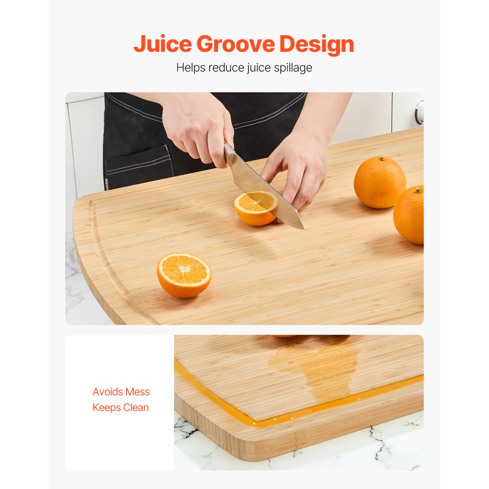 VEVOR Funda para Estufa de Fideos, para Quemador de Gas y Cocina Eléctrica, Tabla de Cortar de Madera de Bambú con Ranuras para Jugos, para Encimera y Fregadero de Cocina RV, Natural, 76 x 56 cm