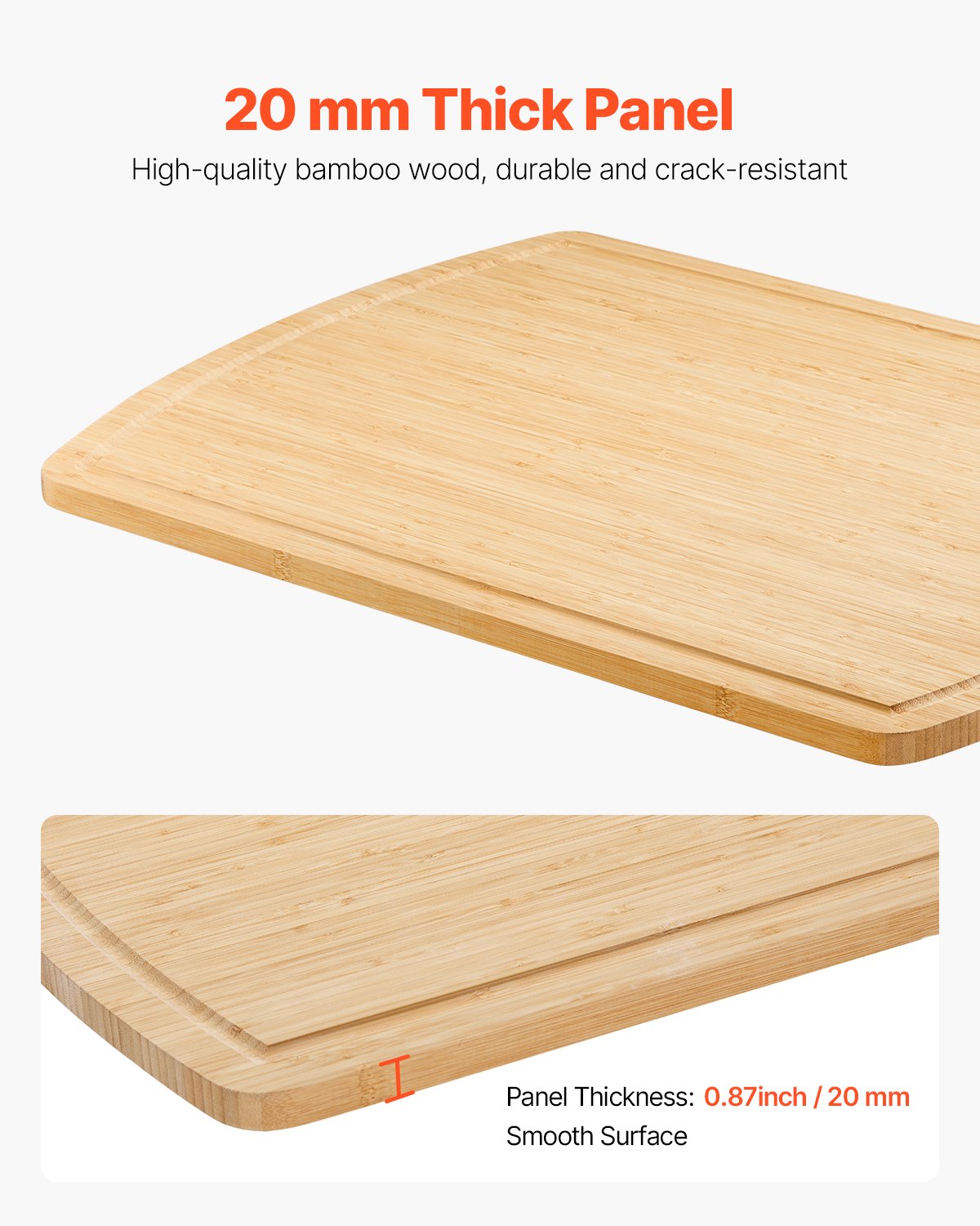 VEVOR Funda para Estufa de Fideos, para Quemador de Gas y Cocina Eléctrica, Tabla de Cortar de Madera de Bambú con Ranuras para Jugos, para Encimera y Fregadero de Cocina RV, Natural, 76 x 56 cm