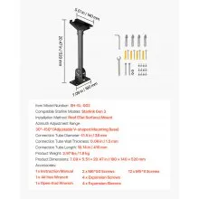 VEVOR Soporte de Techo de Starlink Gen 3 con Ángulo Ajustable de 30-150°, Negro