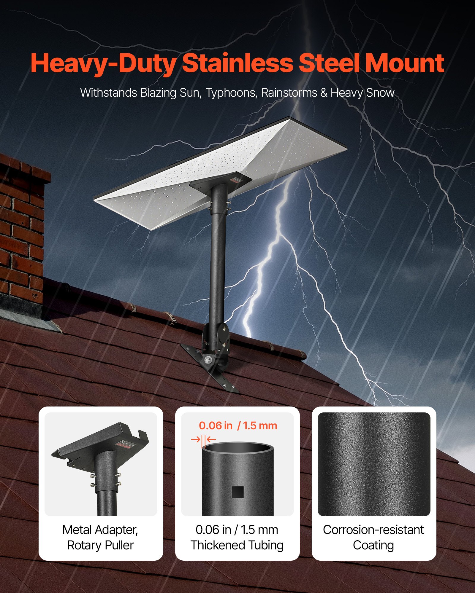 VEVOR Starlink Gen 3 Roof Mount, 30-150° Adjustable Angle Mounting Roof Pole Adapter, Heavy-Duty Steel Starlink Standard Gen 3 Pipe Kit, Compatible with Gen3 and V3, Easy to Assembly, Black