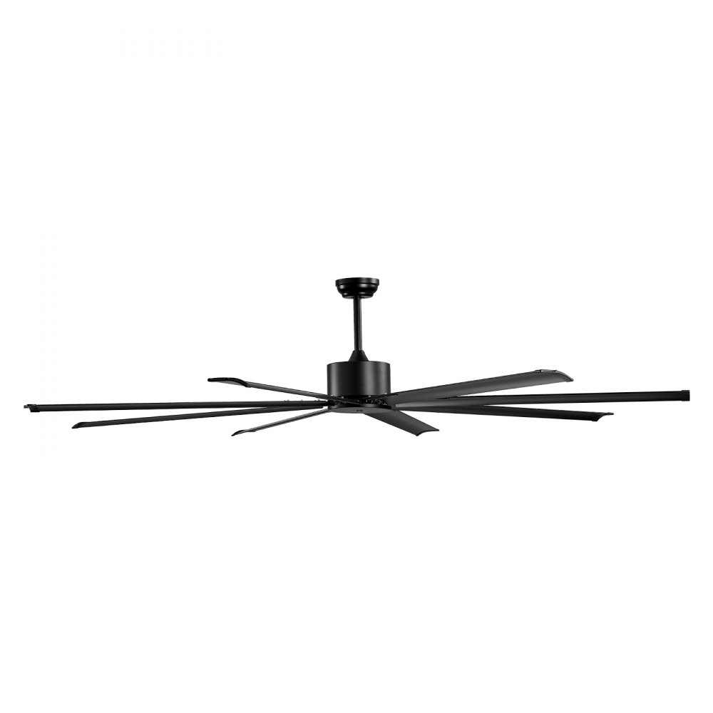 VEVOR Ventilador Moderno de Techo sin Luz 214 cm con Mando a Distancia 6 Velocidades, 8 Aspas de Aluminio, Motor DC Reversible, para Dormitorio, Salón, Interior, Exterior, Negro, Φ 2140 x 705,8 mm