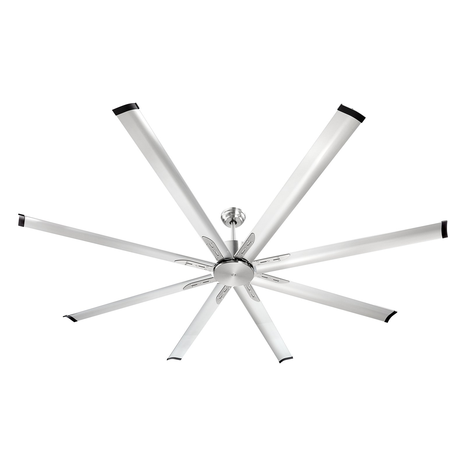 VEVOR Ventilador Moderno de Techo sin Luz 214 cm Mando a Distancia 6 Velocidades 8 Aspas Aluminio, Motor DC Reversible, para Dormitorio, Interior, Exterior, Níquel Cepillado, Φ 2140 x 705,8 mm