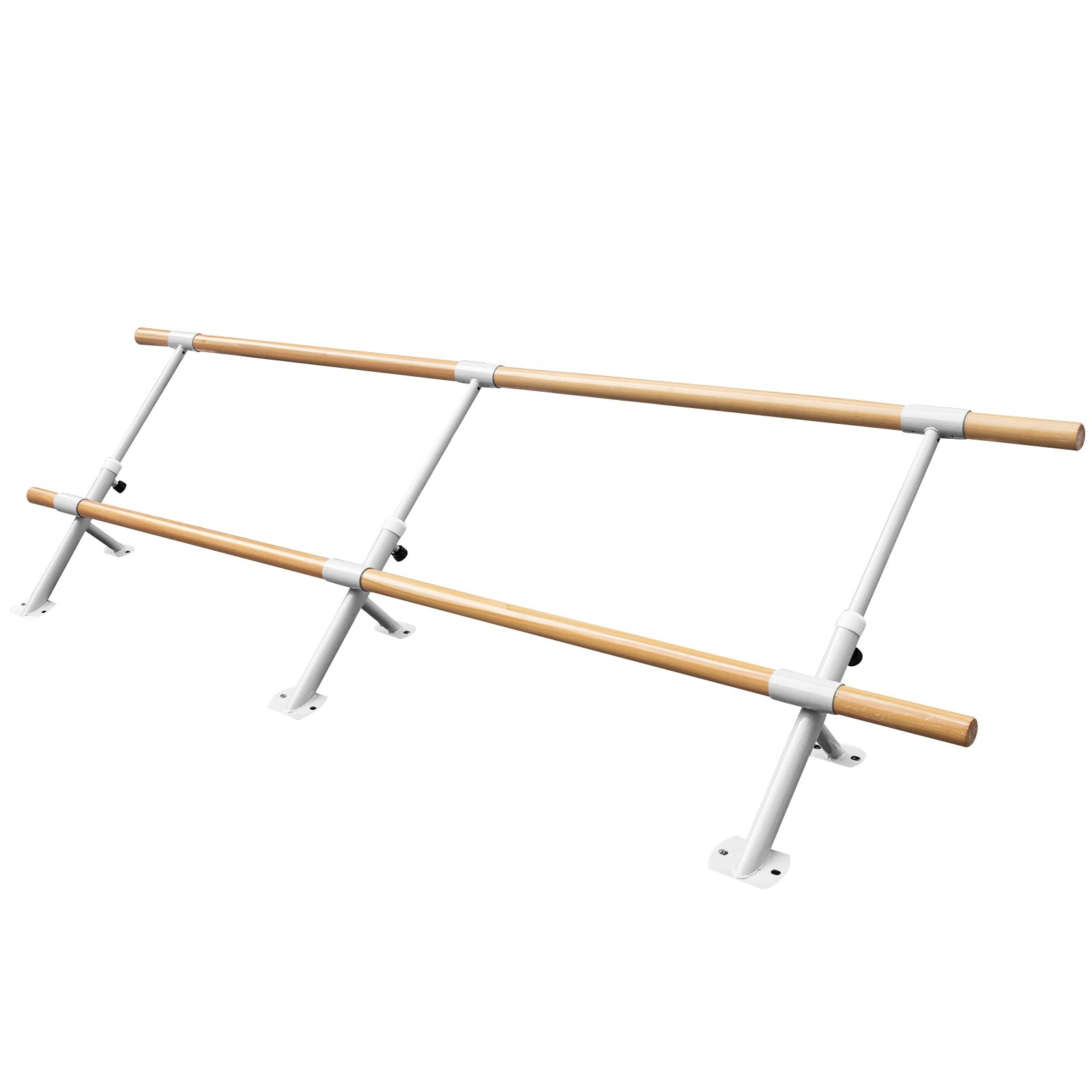 VEVOR Barra de Ballet 4M, Barras de Ballet 4M, Barra Ballet Doble, Barra Ballet para Montar en Pared, Barra de Ballet Color Blanco, Altura Ajustable, para Hogar, Escuela, Estudio de Baile y Gimnasio