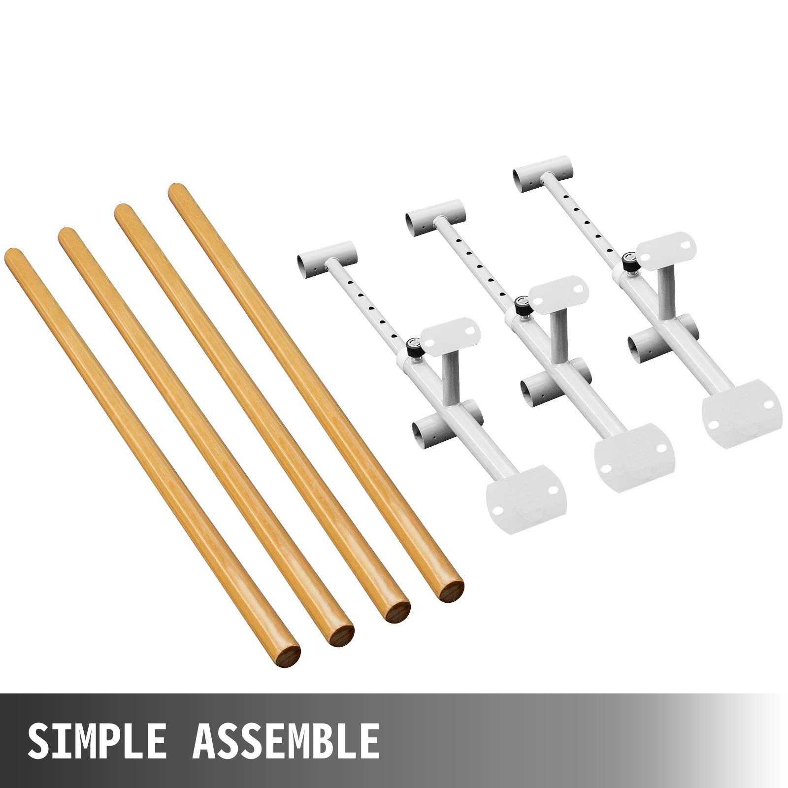 VEVOR Barra de Ballet 4M, Barras de Ballet 4M, Barra Ballet Doble, Barra Ballet para Montar en Pared, Barra de Ballet Color Blanco, Altura Ajustable, para Hogar, Escuela, Estudio de Baile y Gimnasio