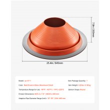 VEVOR Bota Tapajuntas para Tuberías de Techo de Metal Redonda Rojo Φ645 x 200 mm