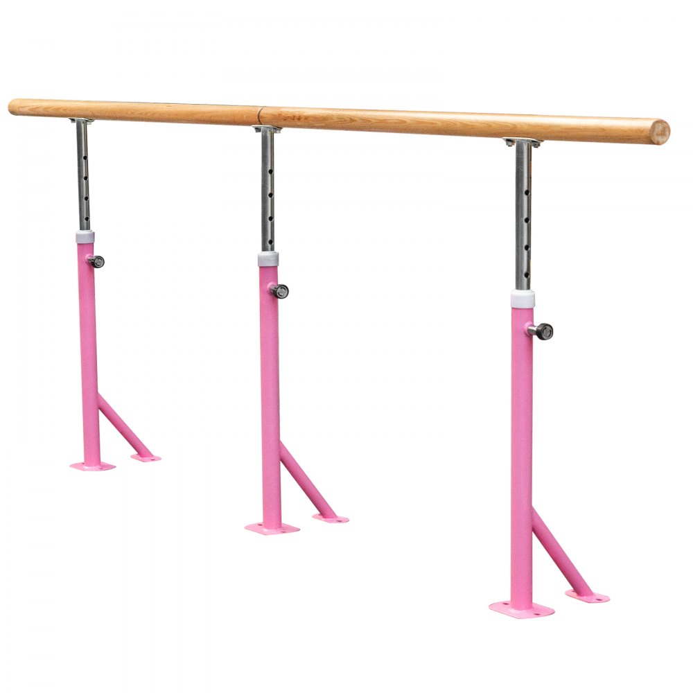 VEVOR Barra de Ballet 3M Barra ballet Portátil Altura Ajustable 75cm-115cm, Barra Ballet Portátil Rosa, Barra de Ballet Móvil Capacidad hasta 150 kg para Hogar, Escuela, Estudio de Baile y Gimnasio