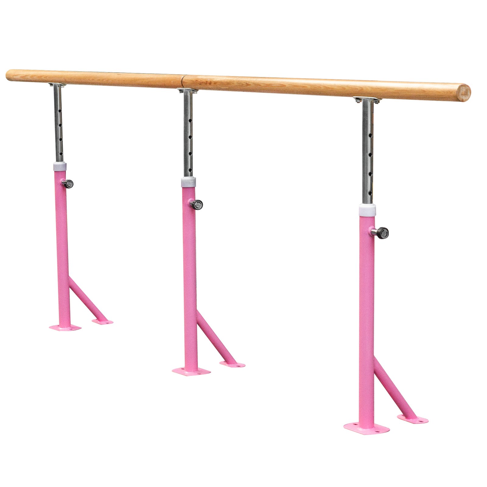 VEVOR Barra de Ballet 3M Barra ballet Portátil Altura Ajustable 75cm-115cm, Barra Ballet Portátil Rosa, Barra de Ballet Móvil Capacidad hasta 150 kg para Hogar, Escuela, Estudio de Baile y Gimnasio