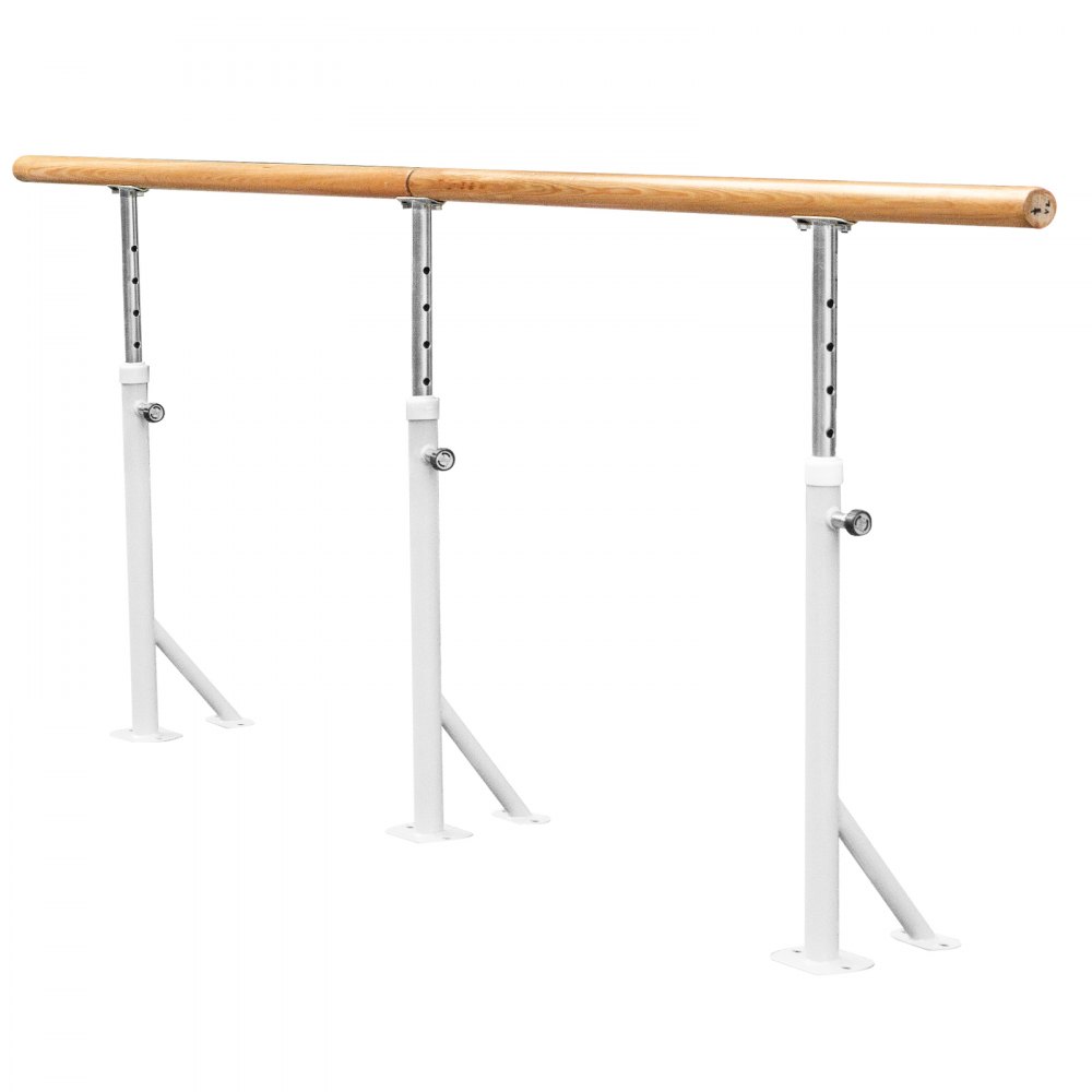 VEVOR Barra de Ballet 3M Barra Ballet Portátil Altura Ajustable 75cm-115cm, Barra Ballet Portátil Blanco, Barra de Ballet Móvil Capacidad hasta 150 kg para Hogar, Escuela, Estudio de Baile y Gimnasio