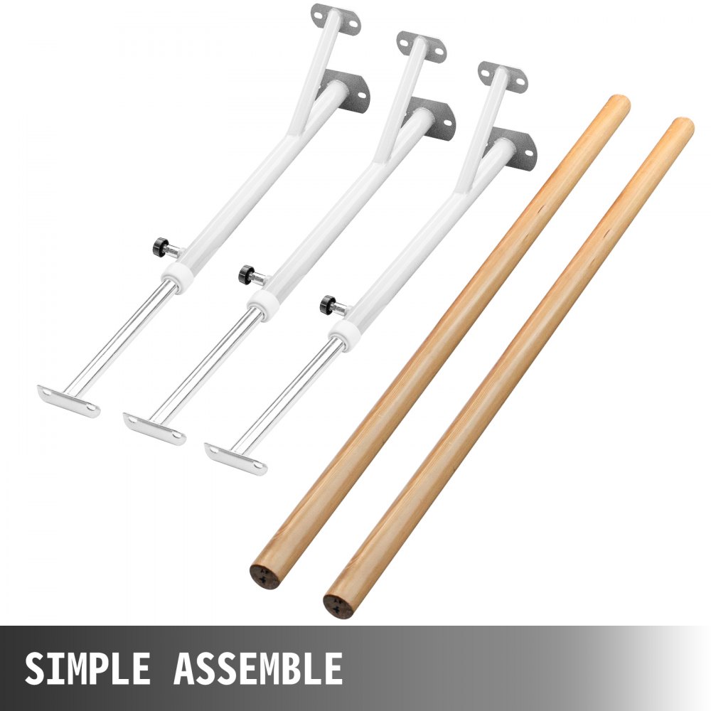 VEVOR Barra de Ballet 3M Barra Ballet Portátil Altura Ajustable 75cm-115cm, Barra Ballet Portátil Blanco, Barra de Ballet Móvil Capacidad hasta 150 kg para Hogar, Escuela, Estudio de Baile y Gimnasio