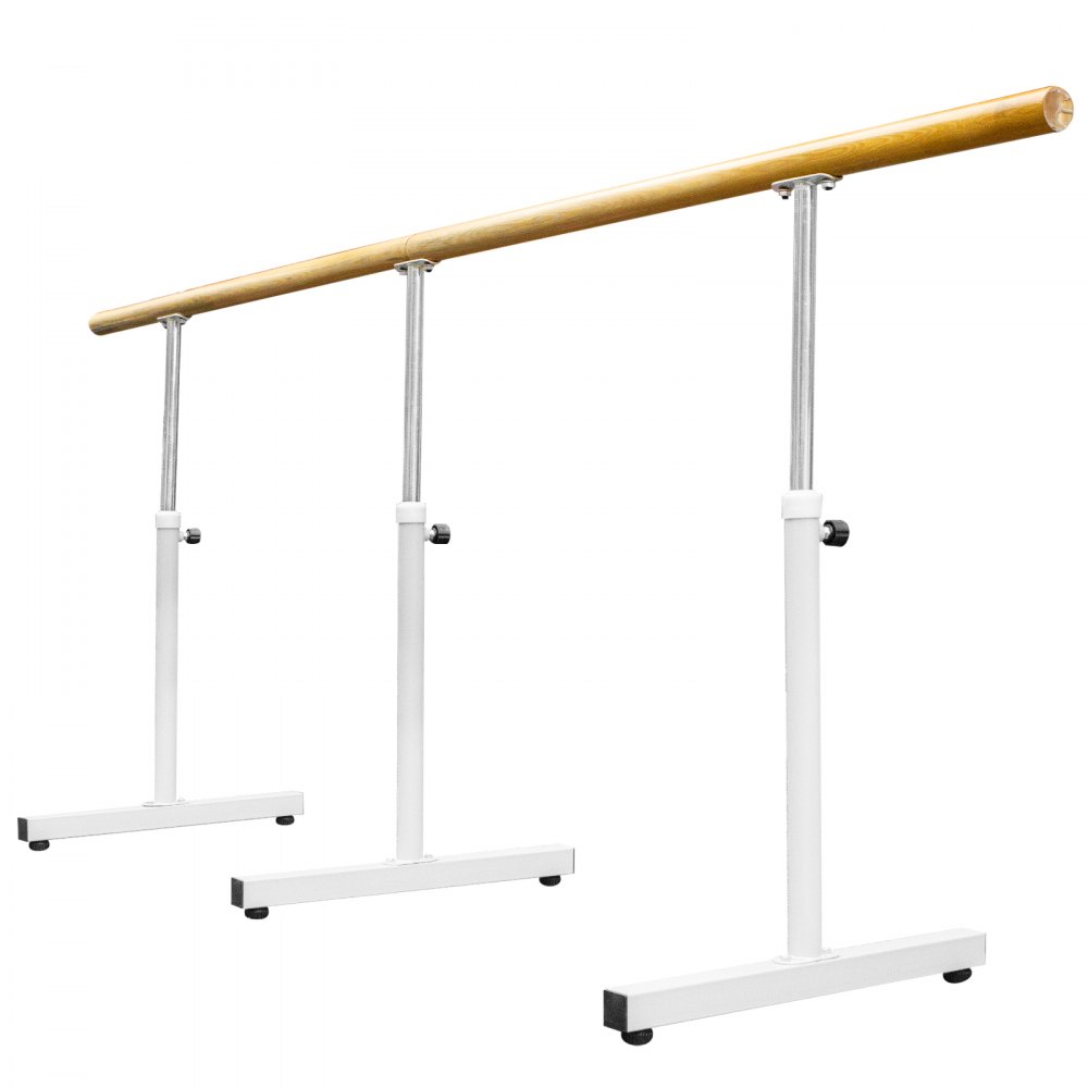 VEVOR Barra de Ballet 4M, Barras de Ballet 4M, Barra Ballet Individual, Barra Ballet Portatil, Barra de Ballet Móvil, Color Blanco, Altura Ajustable, para Hogar, Escuela, Estudio de Baile y Gimnasio