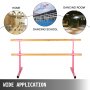VEVOR Barra de Ballet 2M, Barras de Ballet 2M, Barra Ballet Doble, Barra Ballet Portatil, Barra de Ballet Móvil, Color Rosa, Altura Ajustable, para Hogar, Escuela, Estudio de Baile y Gimnasio