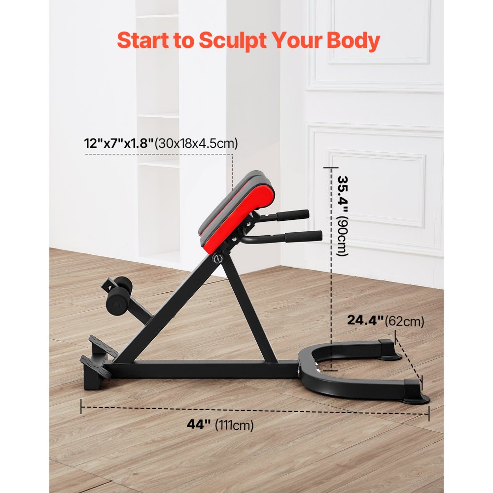 VEVOR Banco de Hiperextensión con Silla Romana, Máquina de Extensión Ajustable 136 kg, Equipo de Ejercicio Multifunción para Glúteos, Isquiotibiales, Espalda Baja y Abdominales, para Gimnasio