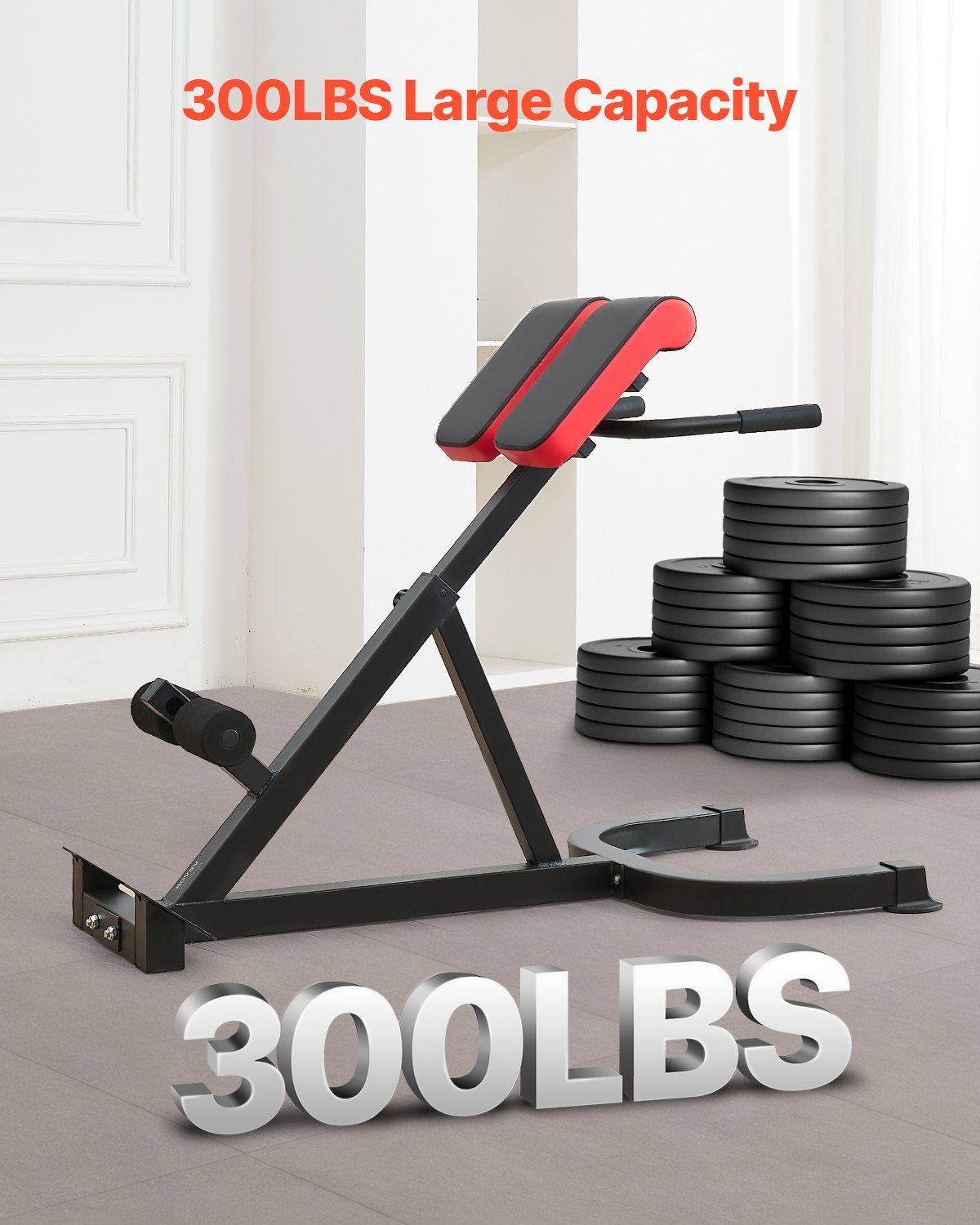 VEVOR Banco de Hiperextensión con Silla Romana, Máquina de Extensión Ajustable 136 kg, Equipo de Ejercicio Multifunción para Glúteos, Isquiotibiales, Espalda Baja y Abdominales, para Gimnasio
