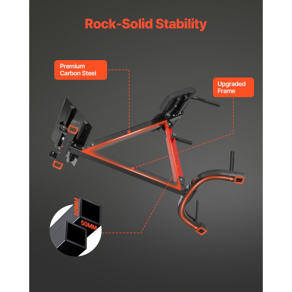 VEVOR Banco de Hiperextensión con Silla Romana, Máquina de Extensión Ajustable de 158 kg, Equipo de Ejercicio Multifunción para Glúteos, Isquiotibiales, Espalda Baja y Abdominales, para Fitness