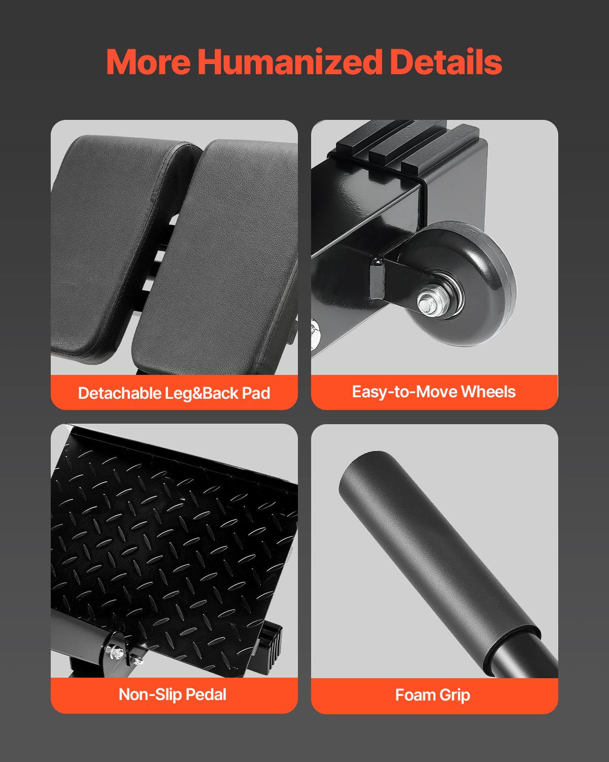 VEVOR Banco de Hiperextensión con Silla Romana, Máquina de Extensión Ajustable de 158 kg, Equipo de Ejercicio Multifunción para Glúteos, Isquiotibiales, Espalda Baja y Abdominales, para Fitness