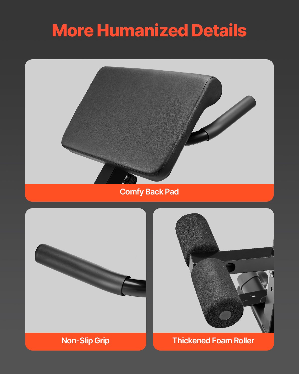 VEVOR Banco de Hiperextensión con Silla Romana, Máquina de Extensión Ajustable y Plegable de 113 kg, Equipo de Ejercicio Multifunción para Glúteos, Isquiotibiales, Espalda y Abdominales, Negro