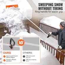 VEVOR Rastrillo de nieve para techo, herramienta para quitar nieve de 63,5 cm raspador de 644,5 cm poste de plástico ABS, aleación de aluminio con mango antideslizante, rastrillo ajustable para techo