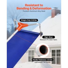 VEVOR Rastrillo de Nieve para Techo 125 - 524 cm con Raspador de 432 mm, Herramienta de Eliminación de Nieve, Mango Antideslizante, Protectoras de Techo con Ruedas para Hojas Caídas, Escombros