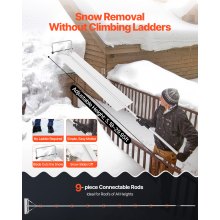 VEVOR Rastrillo de Nieve para Techo 158 - 913 cm con Raspador de 470 mm, Herramienta de Eliminación de Nieve, Mango Antideslizante, Protectoras de Techo con Ruedas para Hojas Caídas, Escombros