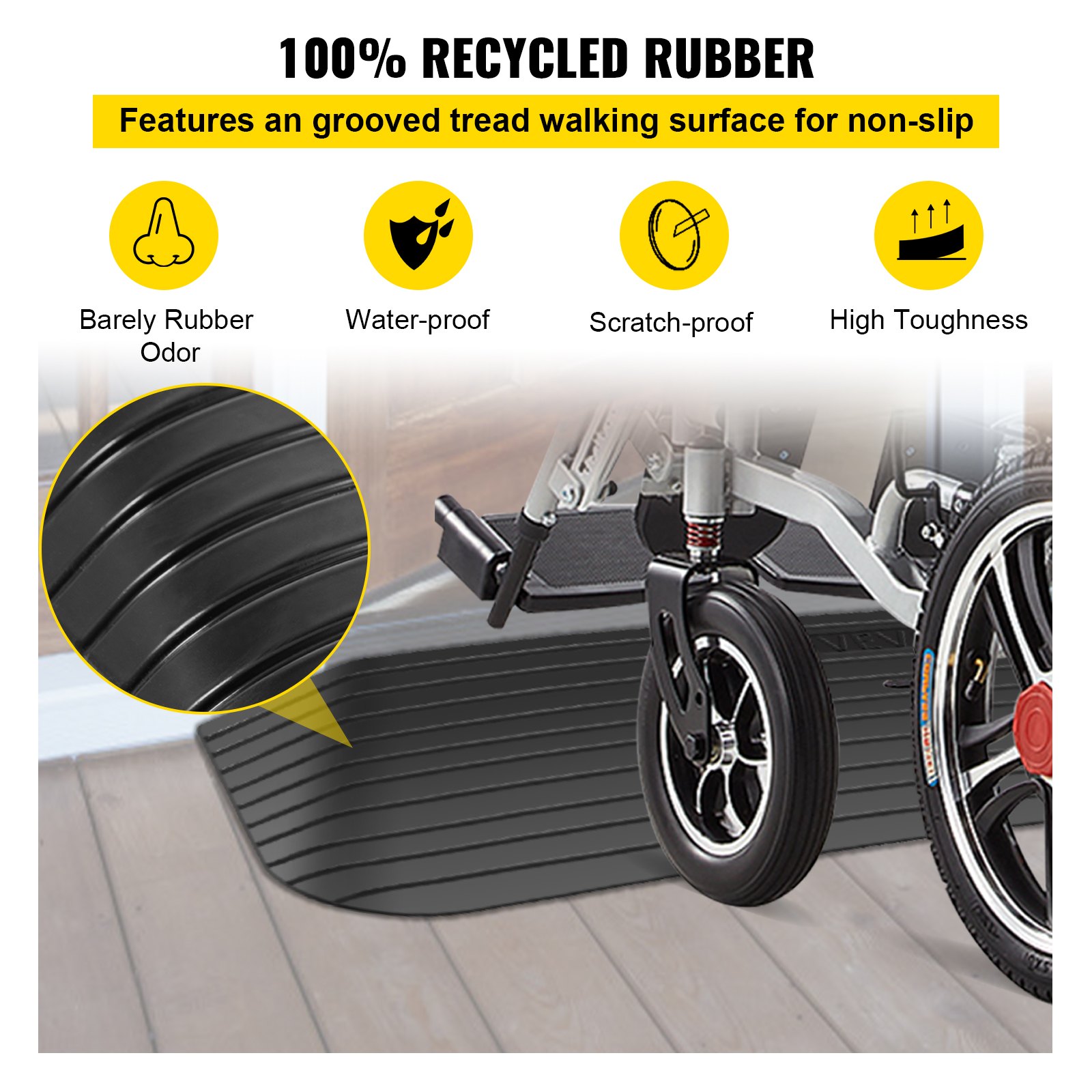 VEVOR Rampa de Silla de Rueda Goma 3,8cm Rampa de Acceso Scooter Andador Motor