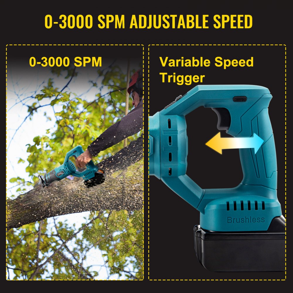 Vevor Sierra De Sable 18 V Sierra De Sable Inalámbrica Con Hojas 2 Baterías