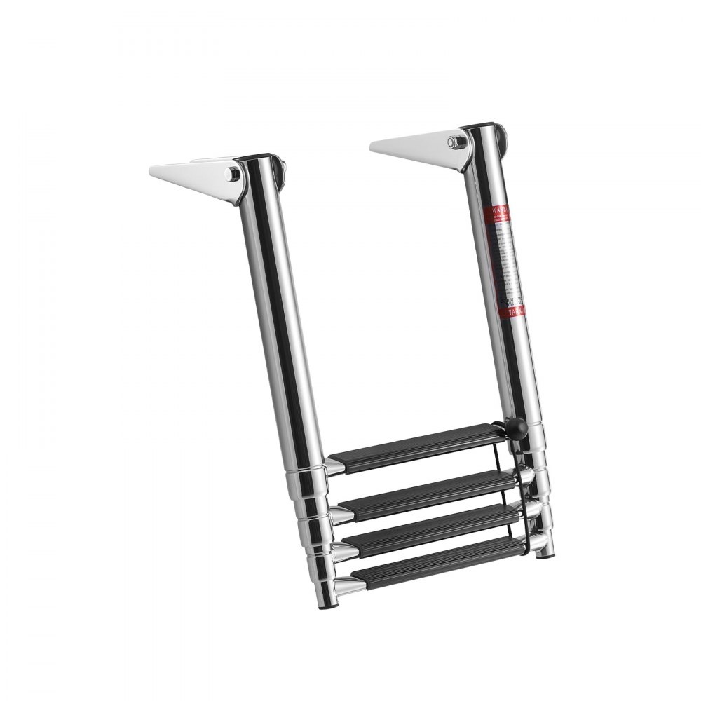 VEVOR Escalera para Barco Telescópica de Acero Inoxidable de 4 Peldaños, Soporta 408 kg, Escalera Plegable de Embarque con Peldaños Antideslizantes para Pontón Plataforma Barco de Pesca Muelle Piscina