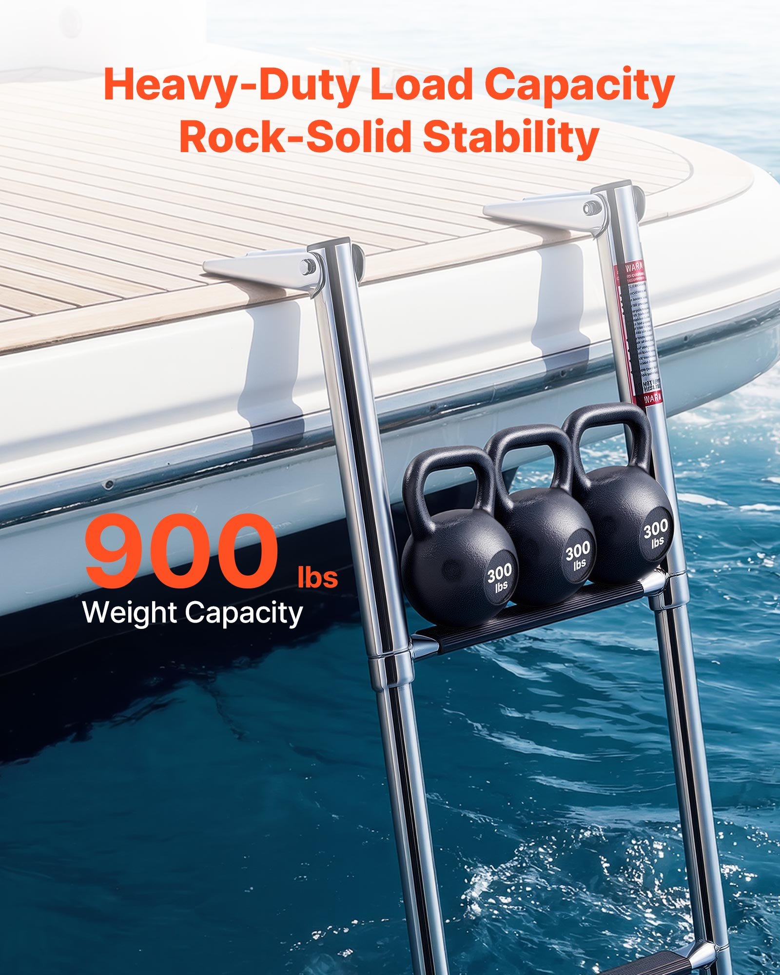 VEVOR Escalera para Barco Telescópica de Acero Inoxidable de 4 Peldaños, Soporta 408 kg, Escalera Plegable de Embarque con Peldaños Antideslizantes para Pontón Plataforma Barco de Pesca Muelle Piscina