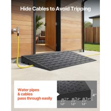 VEVOR Rampa de umbral de goma cubierta de cable de 3 canales 102 mm rampa de umbral sólida entrada en ángulo de goma capacidad de carga nominal de 1000 kg para Casas Peldaños Escaleras Puertas Plata