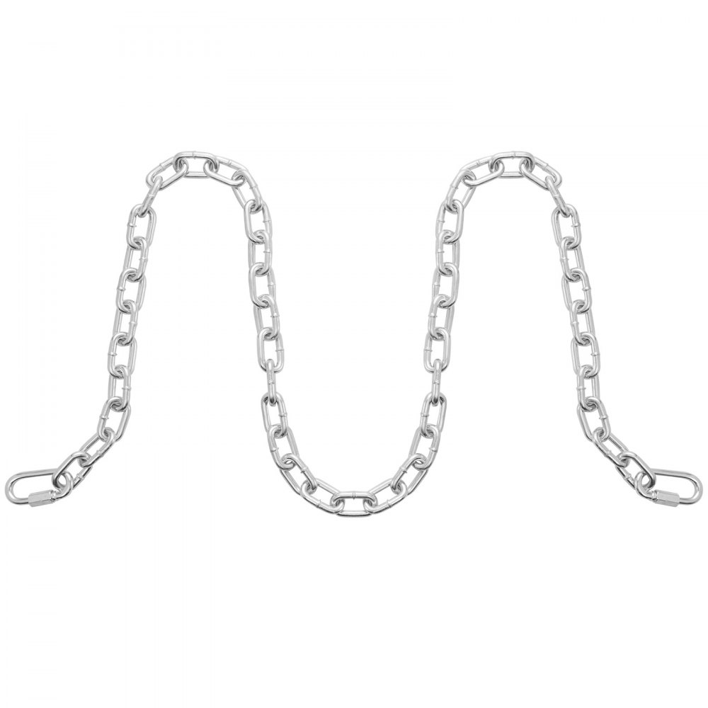 VEVOR Cadena de Eslabones de Acero al Carbono Galvanizado 7,3mm x 1,8m Cadena Helicoidal de Servicio Pesado Capacidad de Carga de 898 kg Dos Conectores Rápidos Cadena para Remolcar, Colgar, Acampar