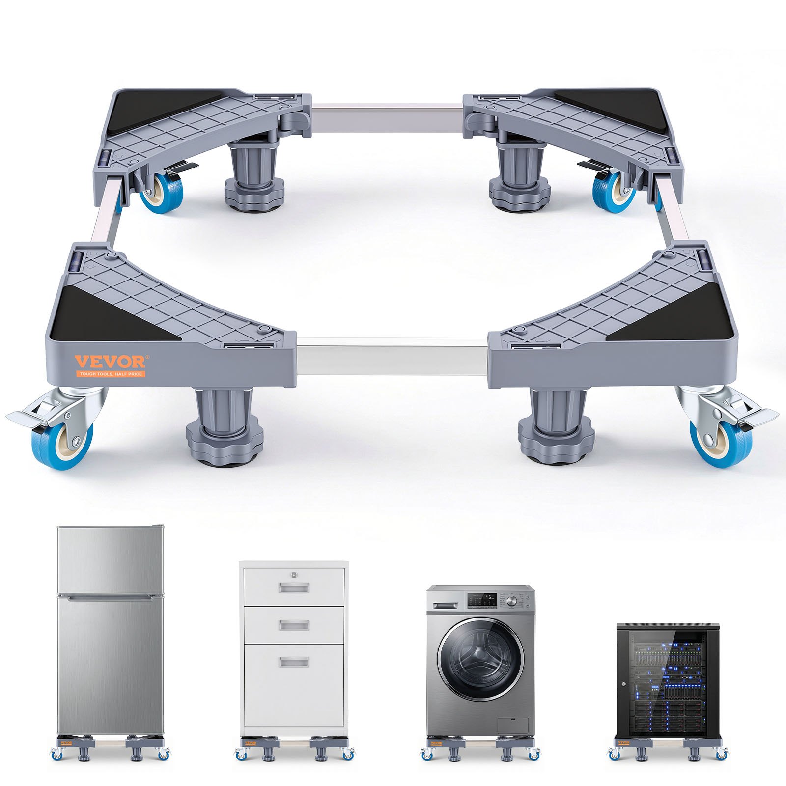 VEVOR Mini Soporte para Nevera Carga 181 kg Mueve Muebles Base Universal Móvil para Lavadora 4 Ruedas Giratorias Bloqueables Base para Frigoríficos, Secadoras, Lavadoras
