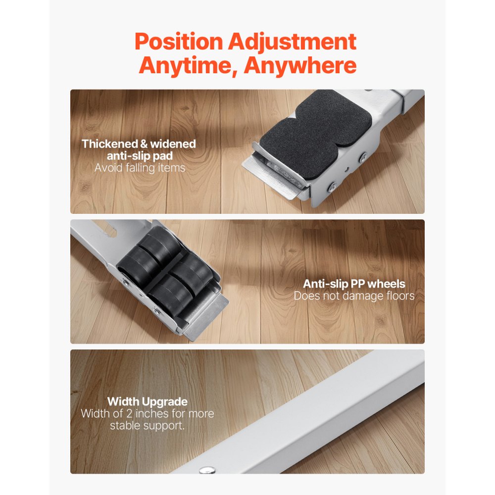 VEVOR Ruedas de Transporte para Electrodomésticos 2PCS Carga 300 kg Mueve Muebles Expandibles Base de Lavadora Móvil para Frigoríficos, Secadoras, Lavadoras, Blanco