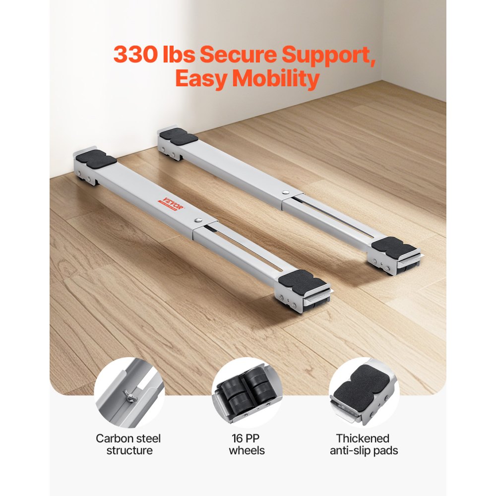 VEVOR Ruedas de Transporte para Electrodomésticos 2PCS Carga 300 kg Mueve Muebles Expandibles Base de Lavadora Móvil para Frigoríficos, Secadoras, Lavadoras, Blanco