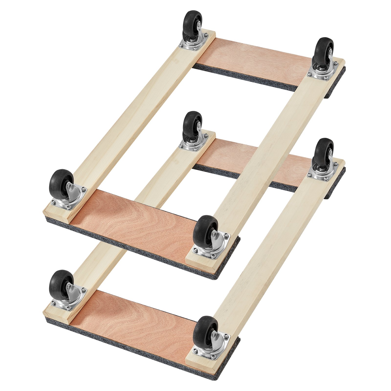 VEVOR Carro de mudanza, 2 piezas, mueve muebles de madera, capacidad de carga 454 kg cada uno, 762 x 457,2 x 130 mm, con 4 ruedas giratorias de PP de alta resistencia, manipulación portátil